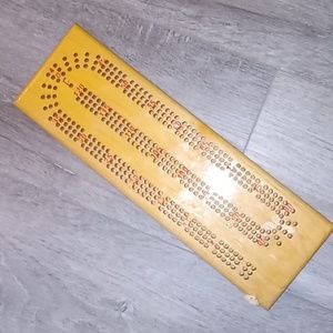 Hand crafted Cribbage board with metal pegs